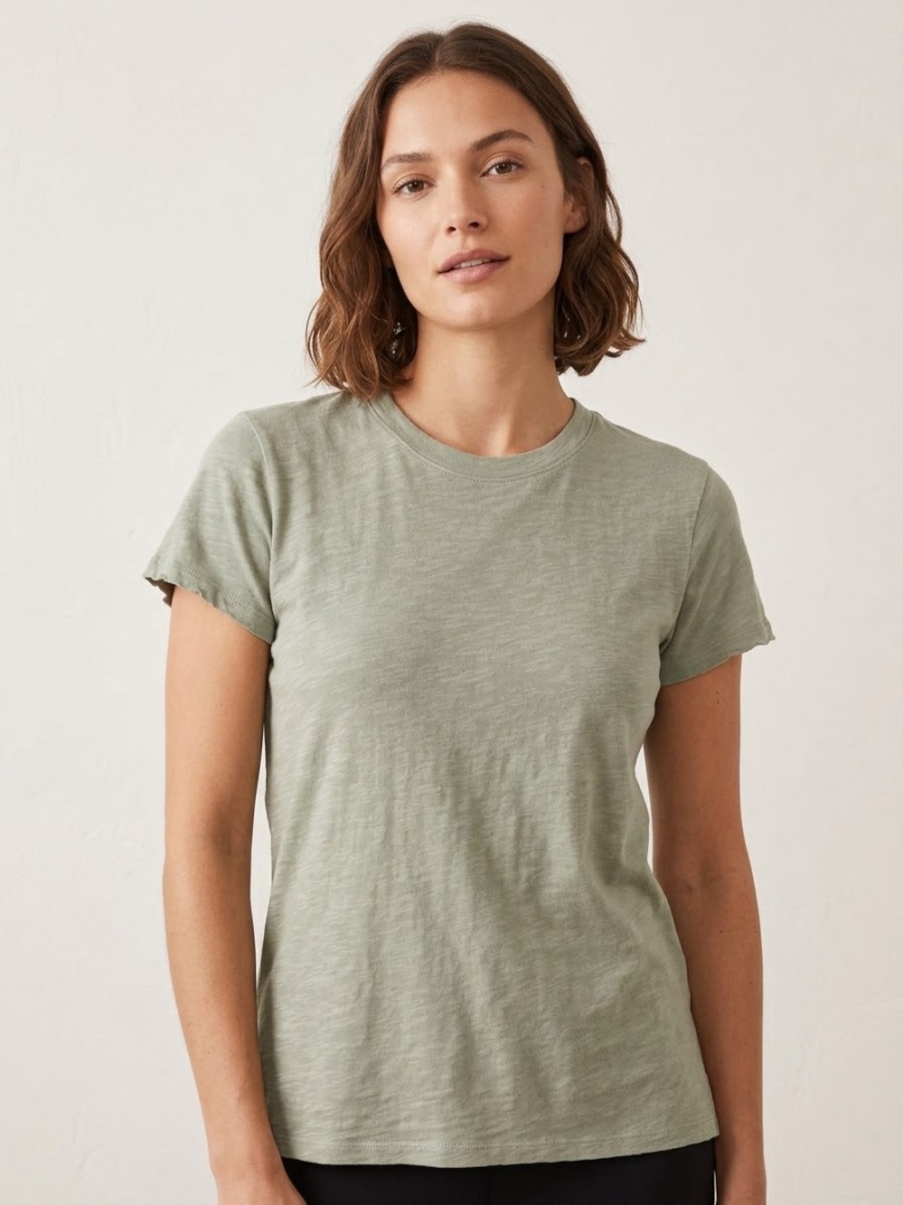 Pact Womens Organic Cotton Lightweight Basic Crew Neck T Shirt Sage Green Sz M